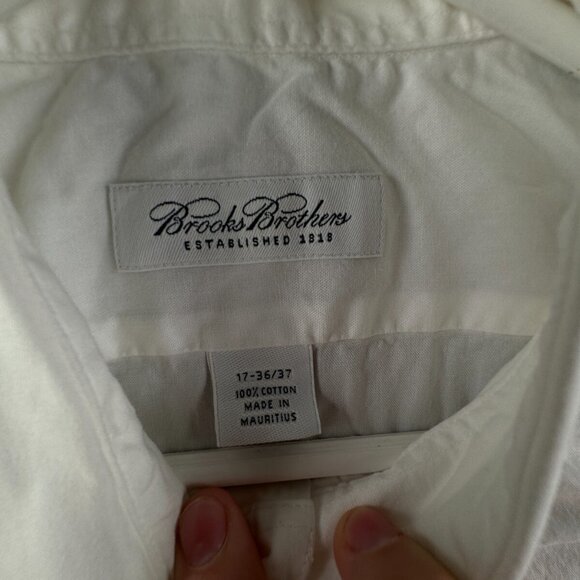 Brooks Brothers Men Cotton Adult Button Up Shirt Long Sleeve White 17 36/37 ** - Picture 10 of 13
